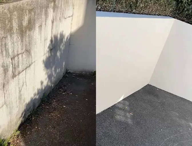 Enduit d'un muret refait à neuf