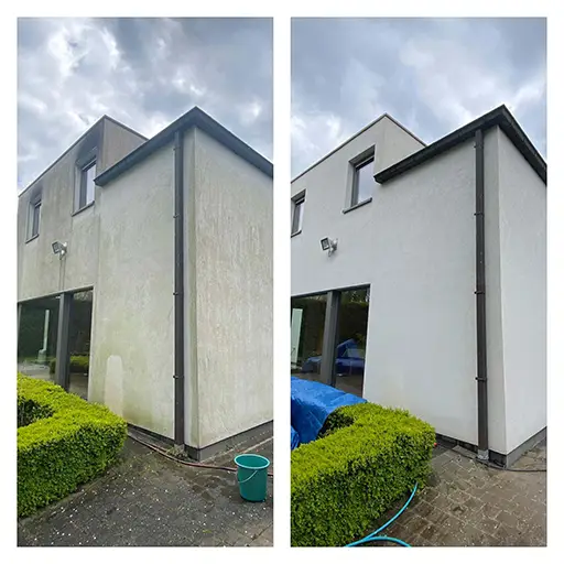Avant et après un nettoyage de façades d'une maison